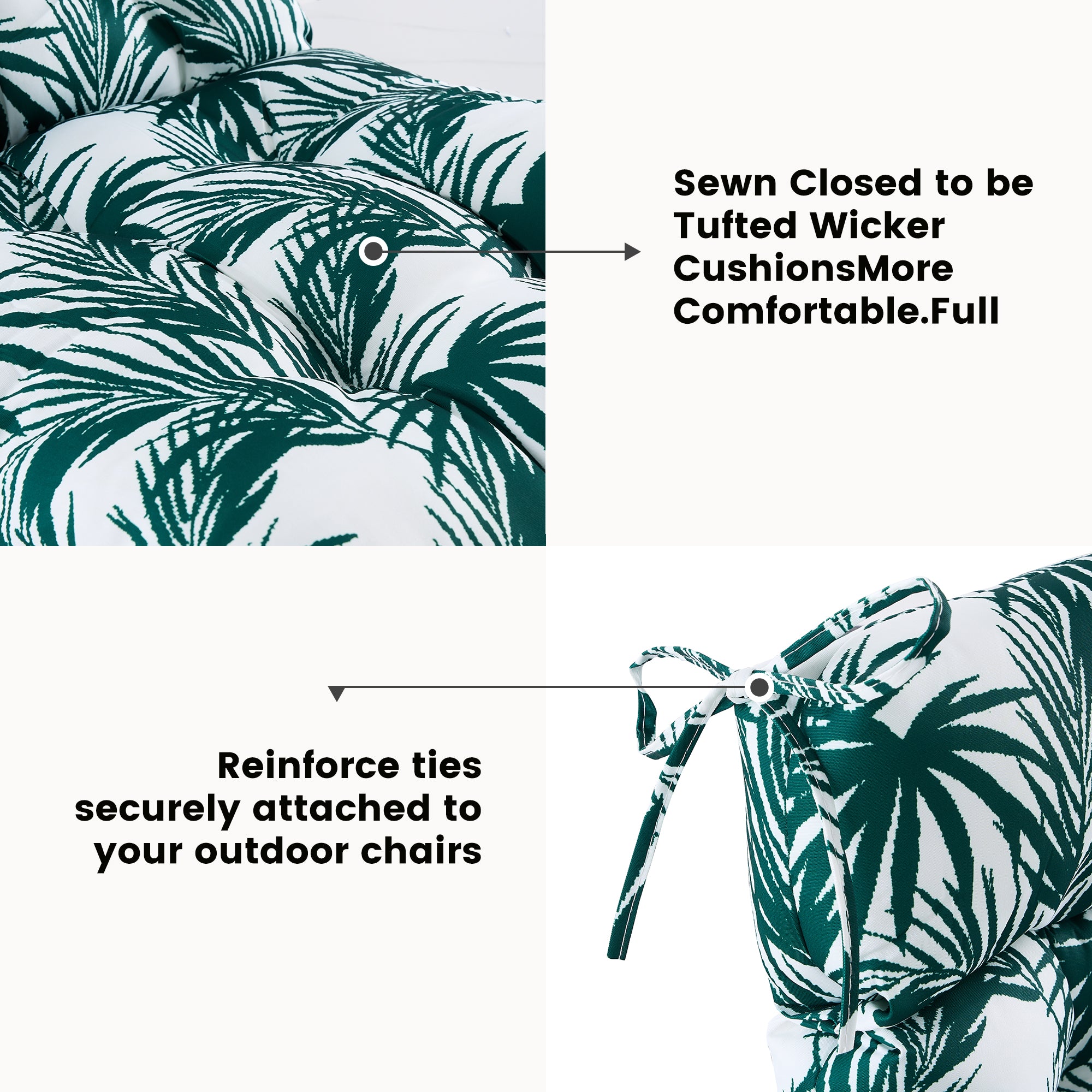 ARTPLAN Patio Chair Cushions Combined Seat and Back,Tufted Outdoor Swivel Chair Cushion with Tie,40"x20"x4"，Floral