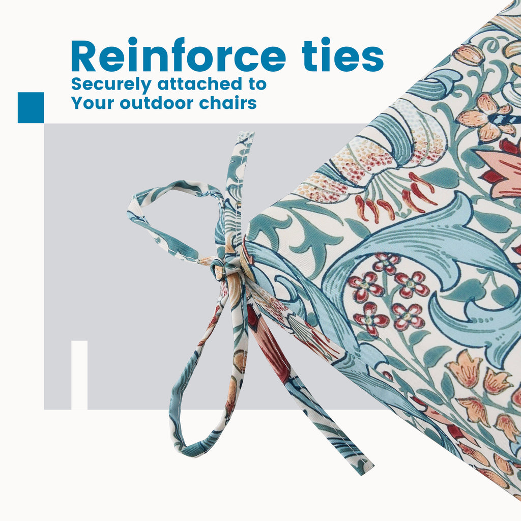 Outdoor Chair Cushions for Patio Furniture, Waterproof Outdoor Cushions, Round Corner Patio Chair Cushions Set of 4 with Ties,17"x16"x2"