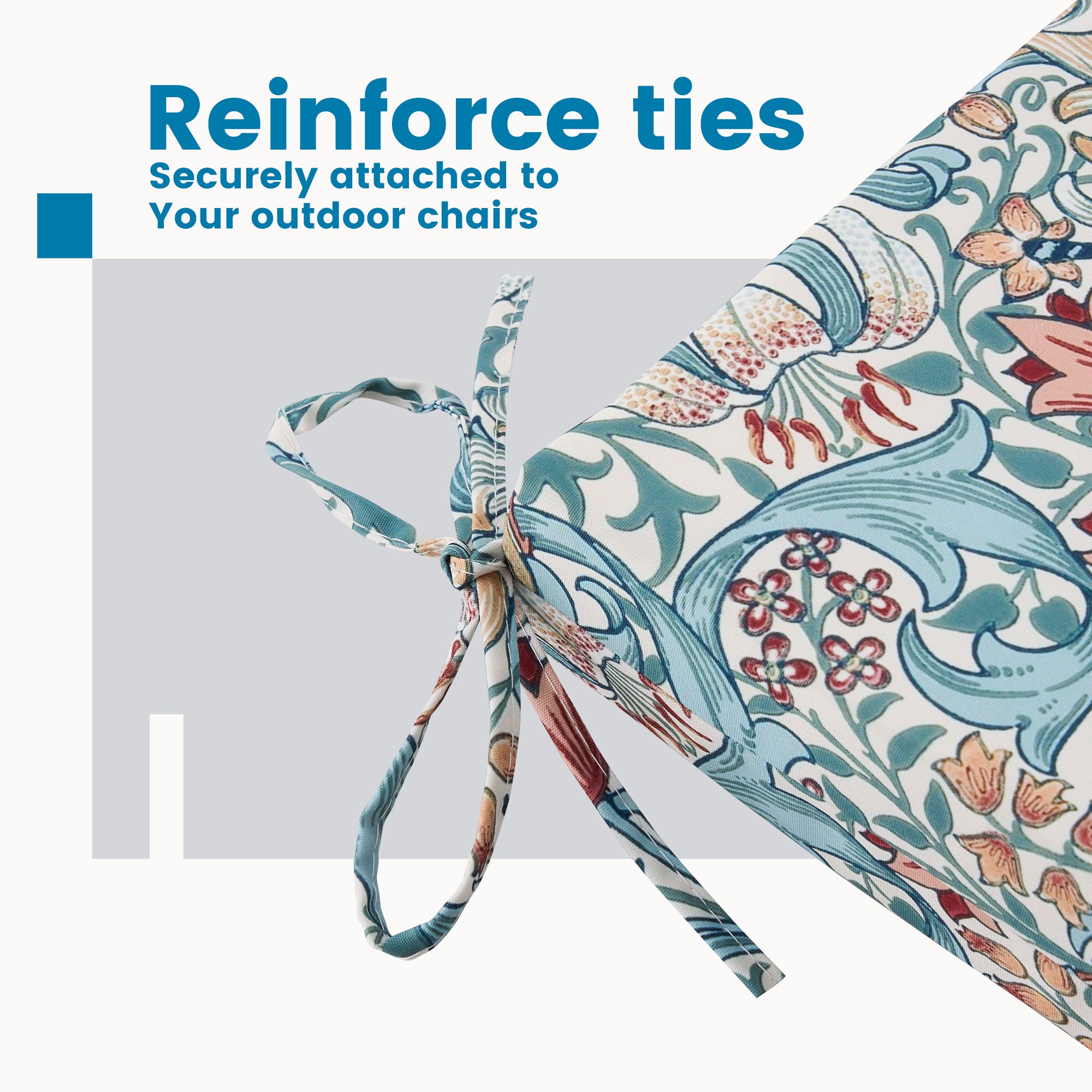 Outdoor Chair Cushions for Patio Furniture, Waterproof Outdoor Cushions, Round Corner Patio Chair Cushions Set of 4 with Ties,17"x16"x2"
