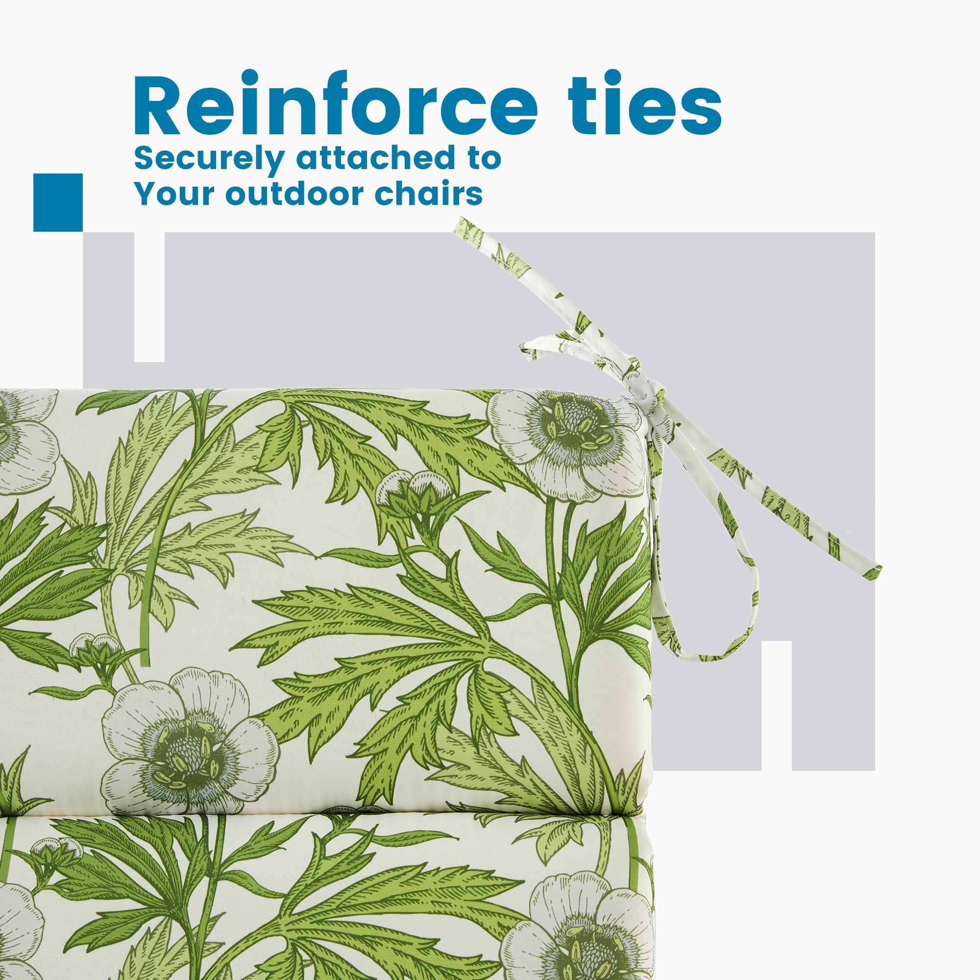 ARTPLAN Outdoor Chair Cushion,Seat & High Back Adirondack Rocking Wicker Chair Lawn Foam Cushion for Patio Furniture,45.5"x21"x3"
