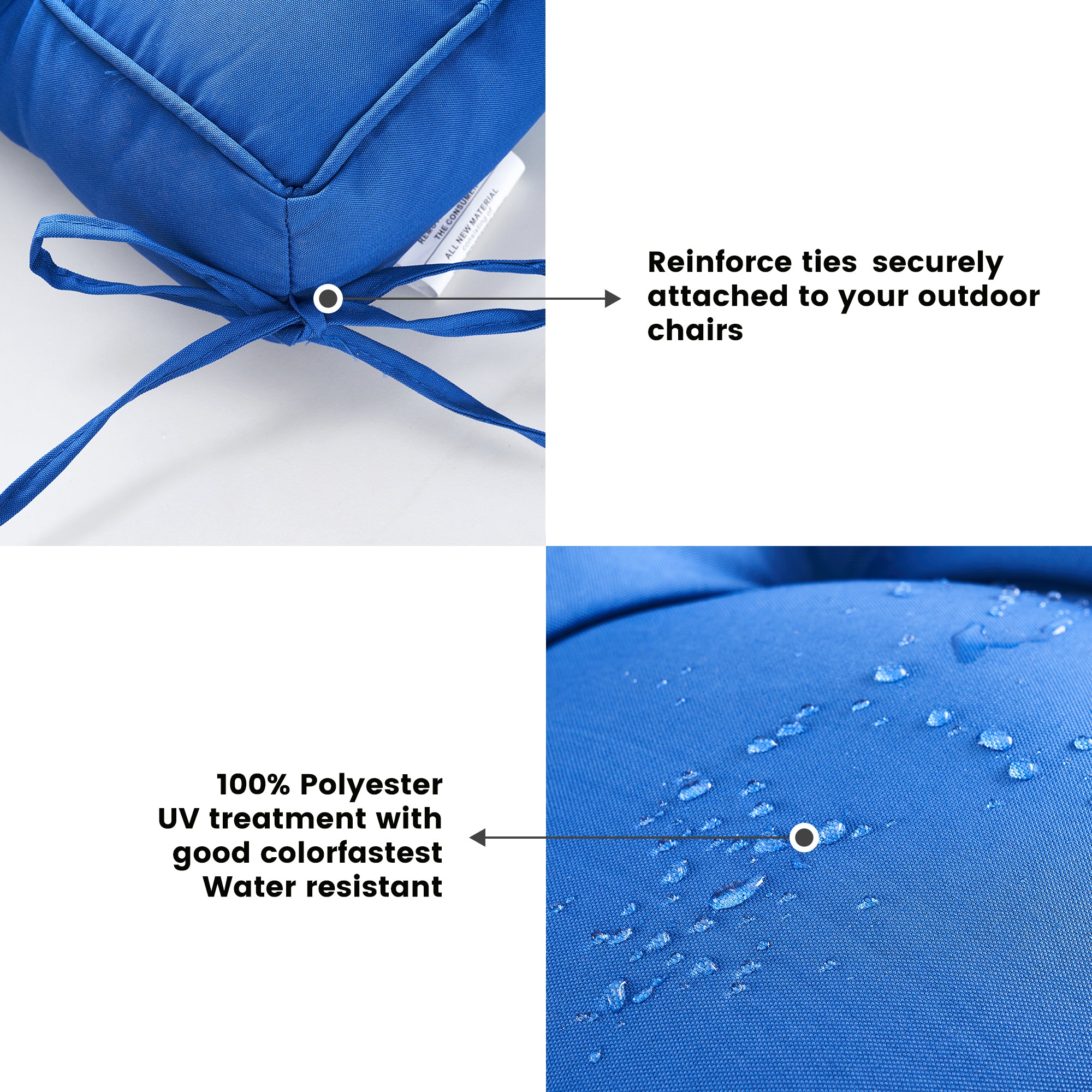ARTPLAN Outdoor Seat Cushions,Pack of 2 Tufted  Patio Chair Pads 19x19x5 Inches Square Foam for Dining Chair