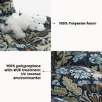 ARTPLAN Outdoor Cushions for Settee,Wicker Loveseat Cushions with Tie,Tufted Patio Cushions 2 U-Shaped Set of 5 Piece,L44xW19,Floral,