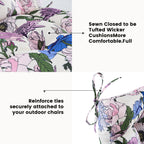 ARTPLAN Patio Chair Cushions Combined Seat and Back,Tufted Outdoor Swivel Chair Cushion with Tie,40"x20"x4",Floral