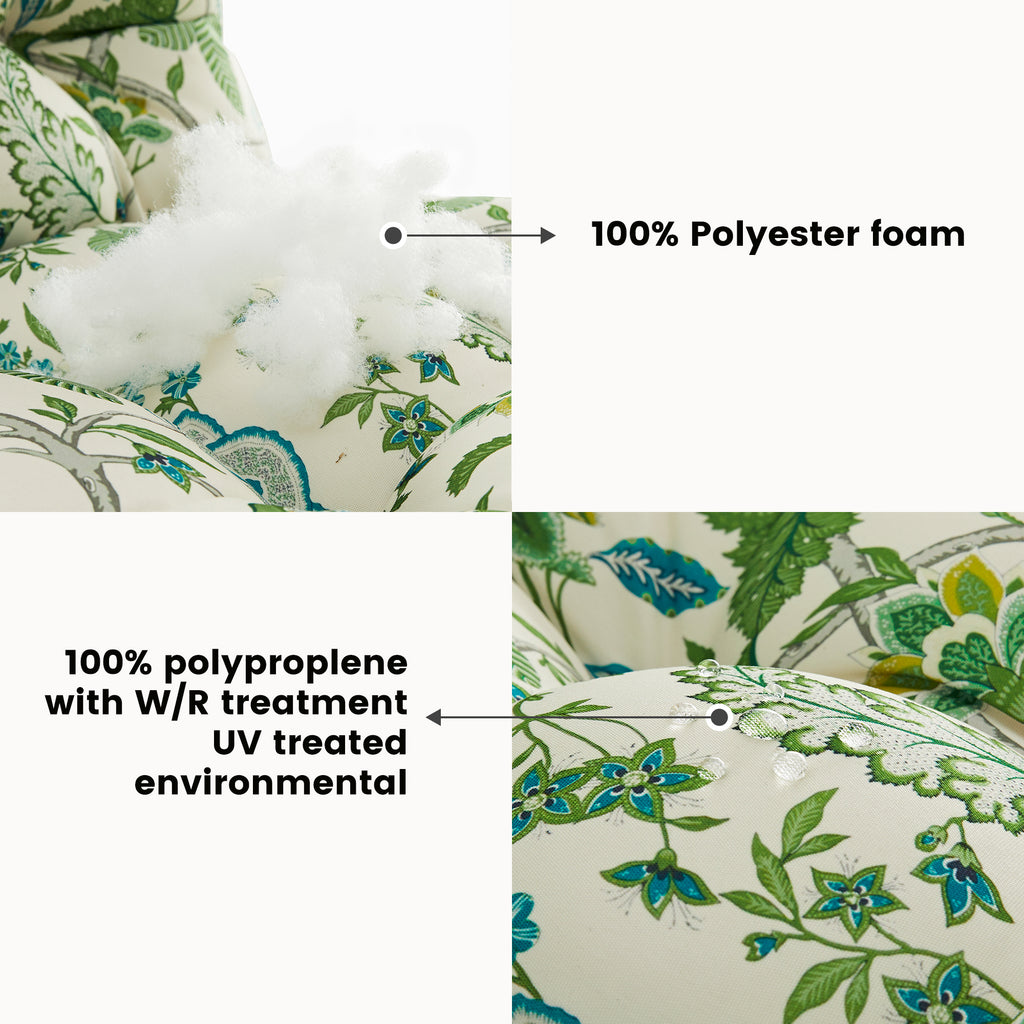 ARTPLAN Outdoor Cushions for Settee,Wicker Loveseat Cushions with Tie,Tufted Patio Cushions 2 U-Shaped Set of 5 Piece,L44xW19,Floral,