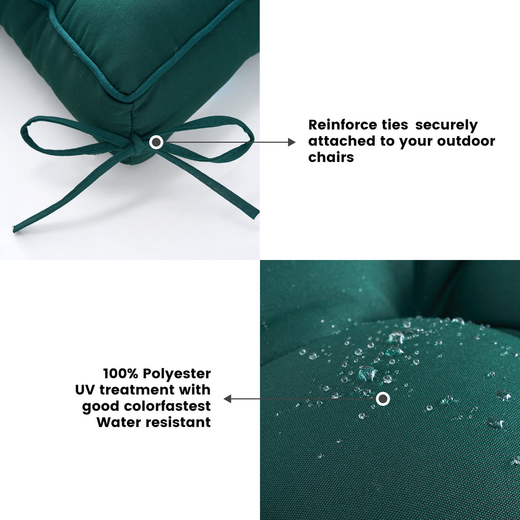ARTPLAN Outdoor Seat Cushions,Pack of 2 Tufted  Patio Chair Pads 19x19x5 Inches Square Foam for Dining Chair