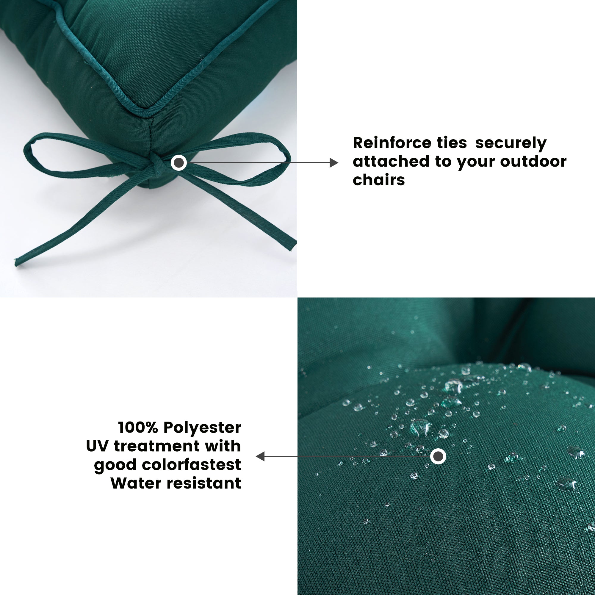 ARTPLAN Outdoor Seat Cushions,Pack of 2 Tufted  Patio Chair Pads 19x19x5 Inches Square Foam for Dining Chair