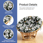 ARTPLAN Round Papasan Chair Cushion Tufted Swing Seat Pad with Ties