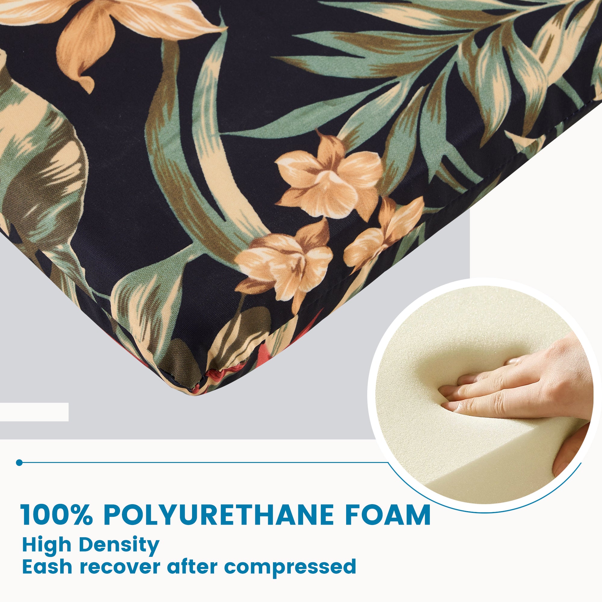 ARTPLAN Outdoor Chair Cushion,Seat & High Back Adirondack Rocking Wicker Chair Lawn Foam Cushion for Patio Furniture,45.5"x21"x3"