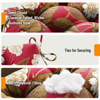 3 Pieces Outdoor Chair Cushions Set–Waterproof Tufted Cushions with Ties for Patio coversation, Loveseat & Bench, 44"x19"x5" UV-Resistant & Fade-Proof with Premium Polyester Filled