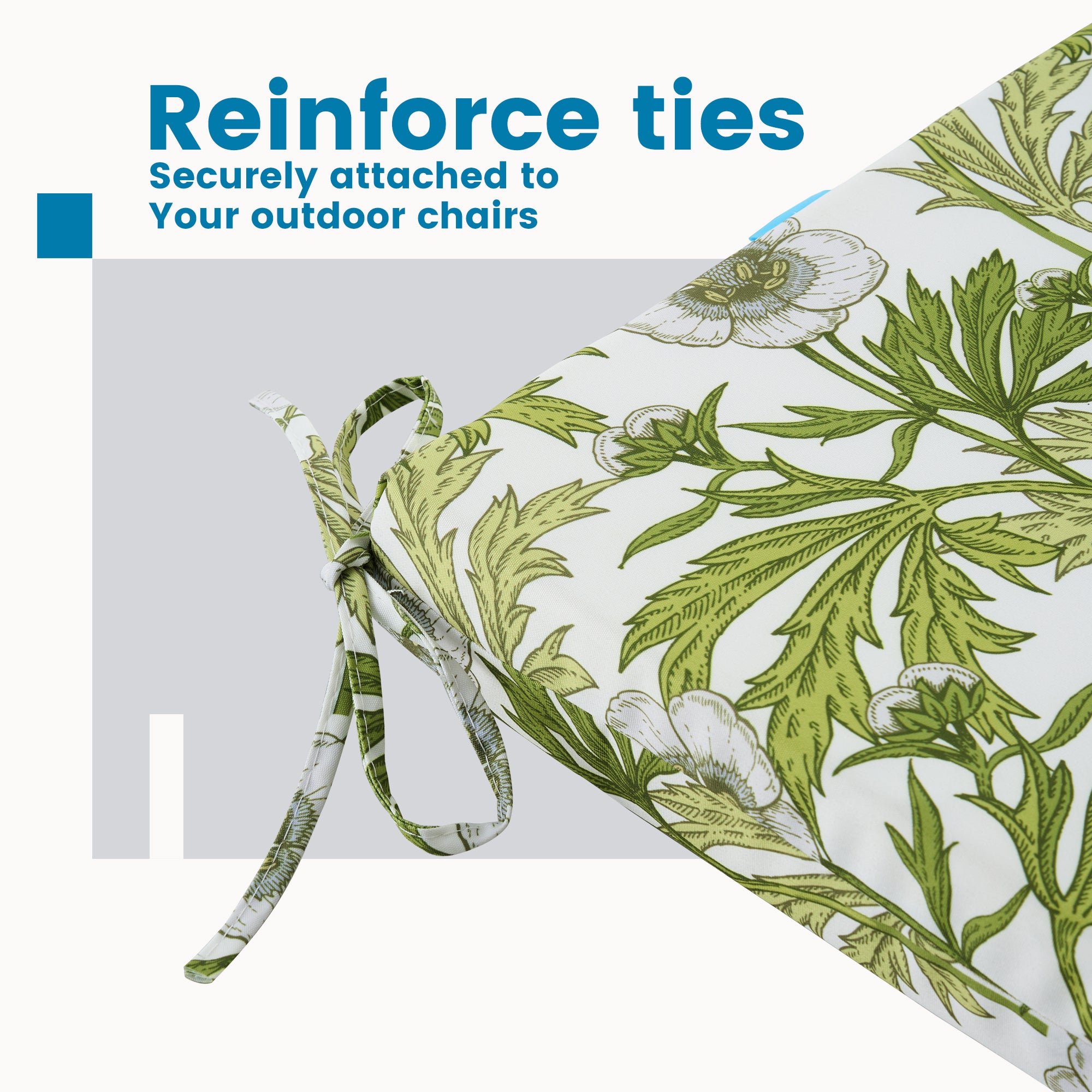 Outdoor Chair Cushions for Patio Furniture, Waterproof Outdoor Cushions, Round Corner Patio Chair Cushions Set of 4 with Ties,17"x16"x2"