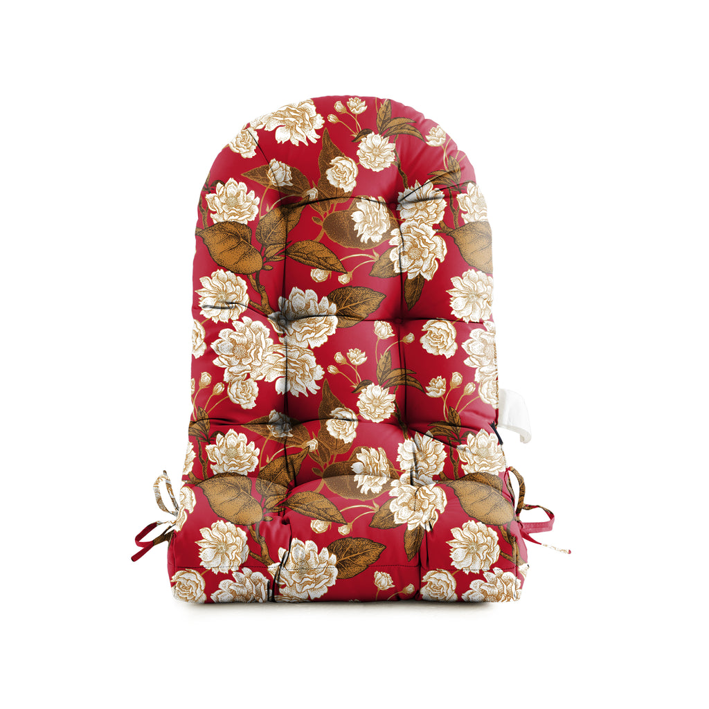 Floral High-Back Seat Cushion - Waterproof Outdoor Adirondack Chair Cushion for Patio Furniture with Tie, Vibrant Patterns, Premium Elastic Padding, Multi-Scenario Use