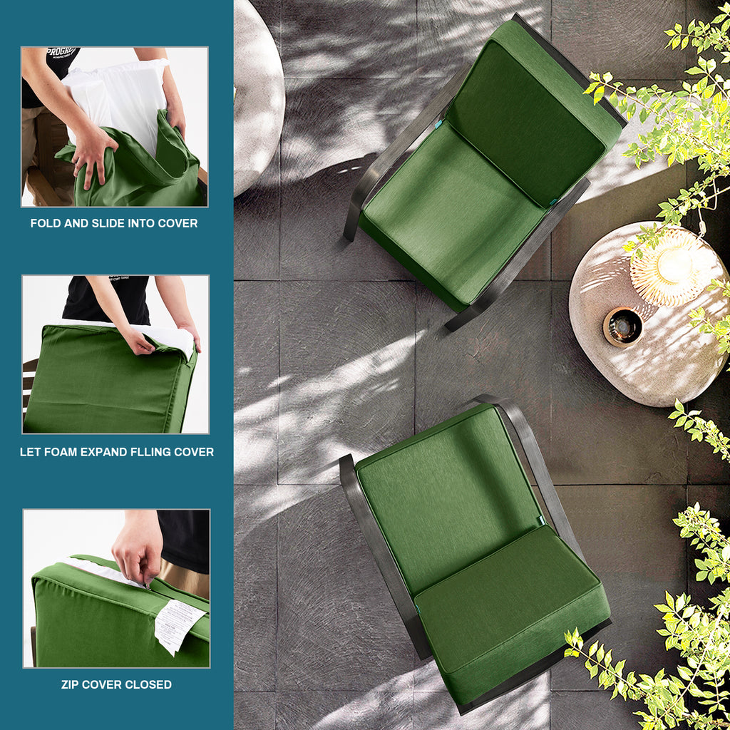 ARTPLAN Outdoor Deep Seat Slipcovers，Set of 2 24x24x6" 18x24 Olefin,Square Outdoor Cushion Cover, for Patio Funiture