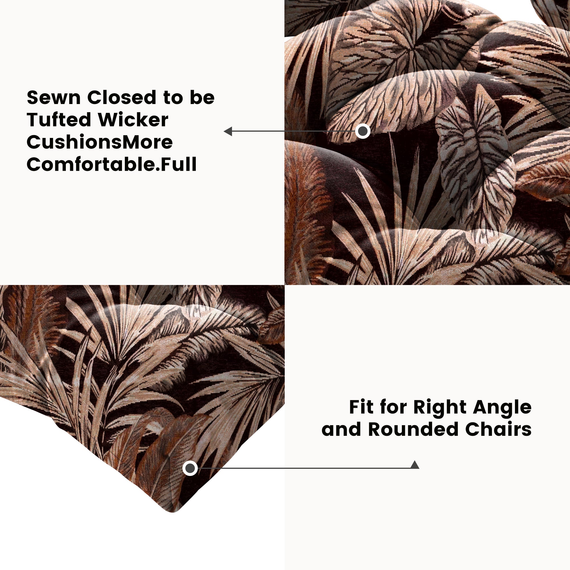 ARTPLAN Outdoor Cushions for Settee,Wicker Loveseat Cushions with Tie,Tufted Patio Cushions 2 U-Shaped Set of 5 Piece,L44xW19,Floral,