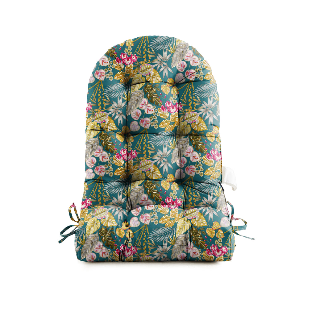 Floral High-Back Seat Cushion - Waterproof Outdoor Adirondack Chair Cushion for Patio Furniture with Tie, Vibrant Patterns, Premium Elastic Padding, Multi-Scenario Use