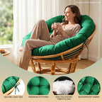 47"×47"×4" tufted round chair cushion, sturdy polyester cover & fluffy fiber fill, fixed carry ties fit papasan, swing & wicker indoor chairs