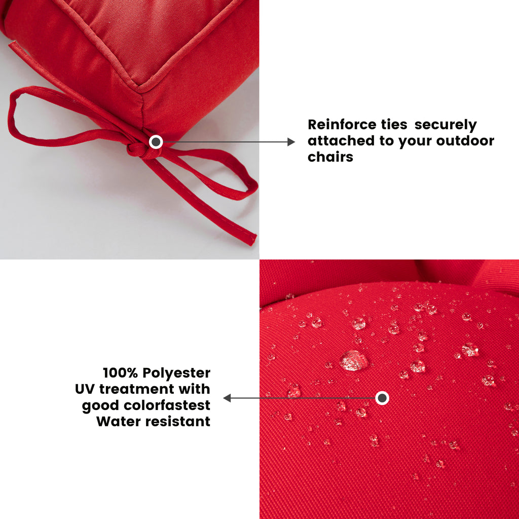 ARTPLAN Outdoor Seat Cushions,Pack of 2 Tufted  Patio Chair Pads 19x19x5 Inches Square Foam for Dining Chair