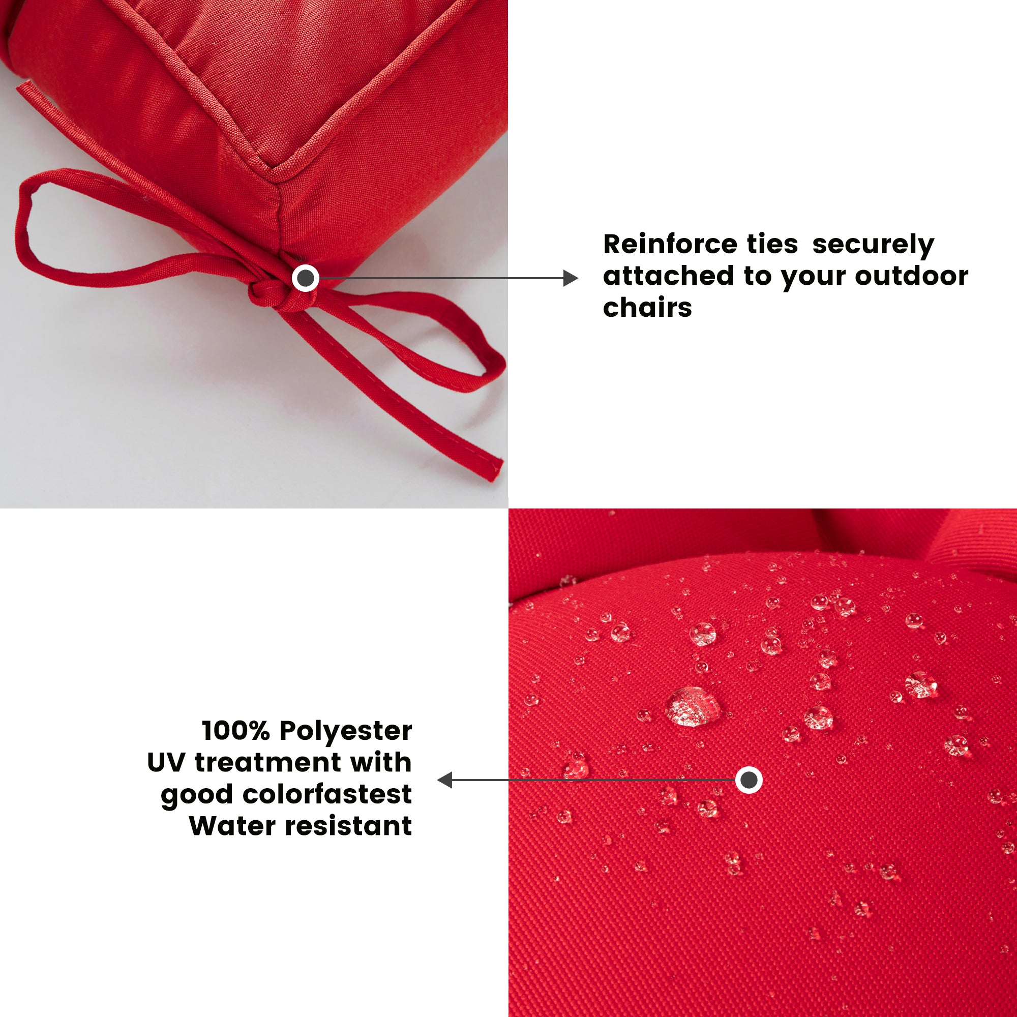 ARTPLAN Outdoor Seat Cushions,Pack of 2 Tufted  Patio Chair Pads 19x19x5 Inches Square Foam for Dining Chair