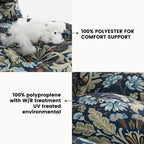 ARTPLAN Outdoor Chaise Lounge Cushion 72x22x4 inches, Floral Tufted Thick Replacement Cushion with Ties, All Weather Wicker Patio Furniture Cushion