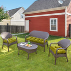 3 Pieces Outdoor Chair Cushions Clearance with Ties,44x19x5 Inches,1 Love seat &2 U-Shape Tufted Patio Bench Cushions for Wicker Outdoor Furniture,All Weather,