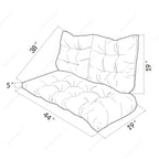 ARTPLAN Outdoor Chair Cushions,3 Piece Loveseat Outdoor Cushions Set,Tufted/Wicker Patio Cushion for Patio Furniture All Weather,44"x19"x5"