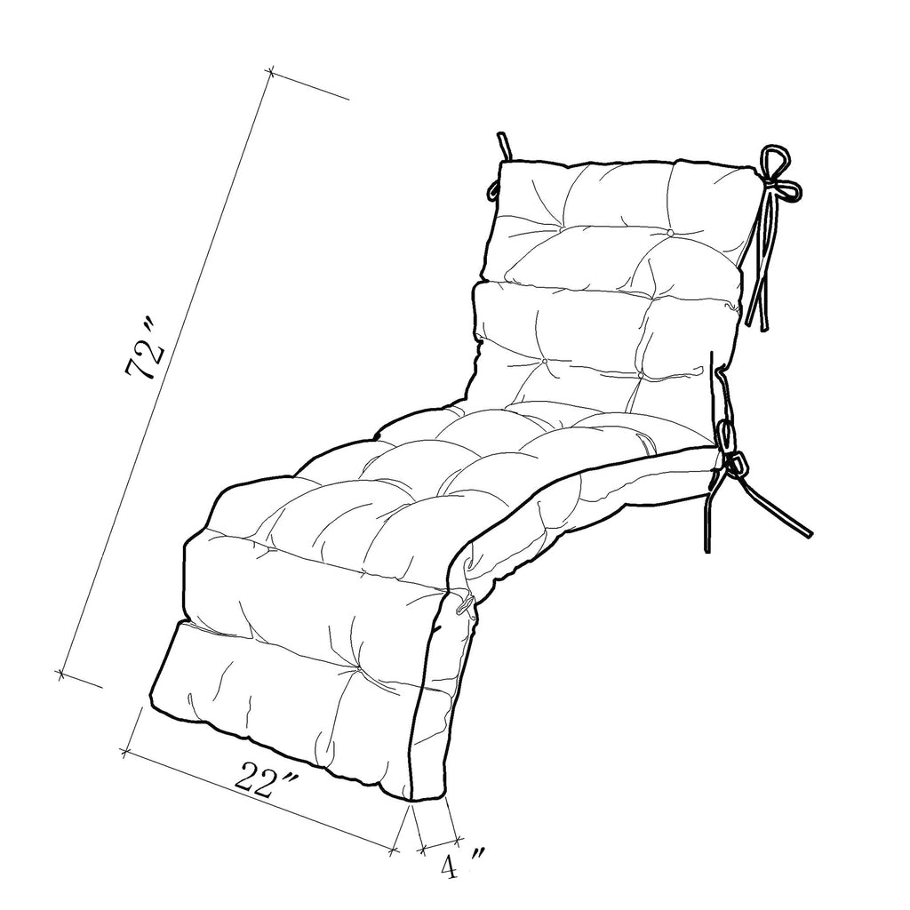 ARTPLAN Outdoor Chaise Lounge Cushion 72x22x4 inches, Floral Tufted Thick Replacement Cushion with Ties, All Weather Wicker Patio Furniture Cushion