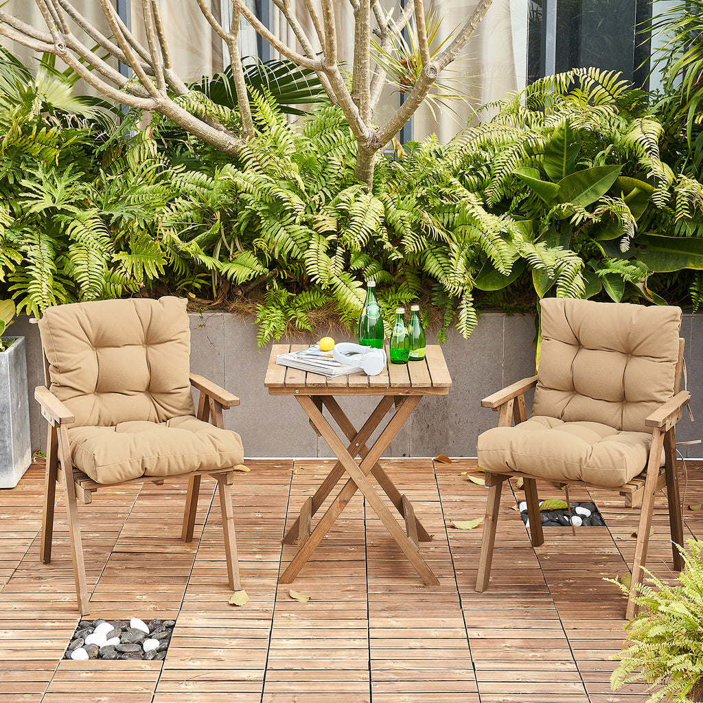 Artplan Outdoor Cushions Wicker Tufted Pillow with Back for Outdoor Furniture, Rocking Chair Cushion Premium Tufted Pads Set of Upper and Lower with Ties