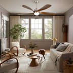 52 Inch Ceiling Fan with Light and Remote Control, 6-Speed Reversible Quiet DC Motor, 3 Color Temperatures LED Light, 3 Timer Settings, Adjustable Height for Large Room, Bedroom, Living Room (Walnut/Black/Orginal/White/Sakuragi)