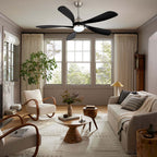 52 Inch Ceiling Fan with Light and Remote Control, 6-Speed Reversible Quiet DC Motor, 3 Color Temperatures LED Light, 3 Timer Settings, Adjustable Height for Large Room, Bedroom, Living Room (Walnut/Black/Orginal/White/Sakuragi)