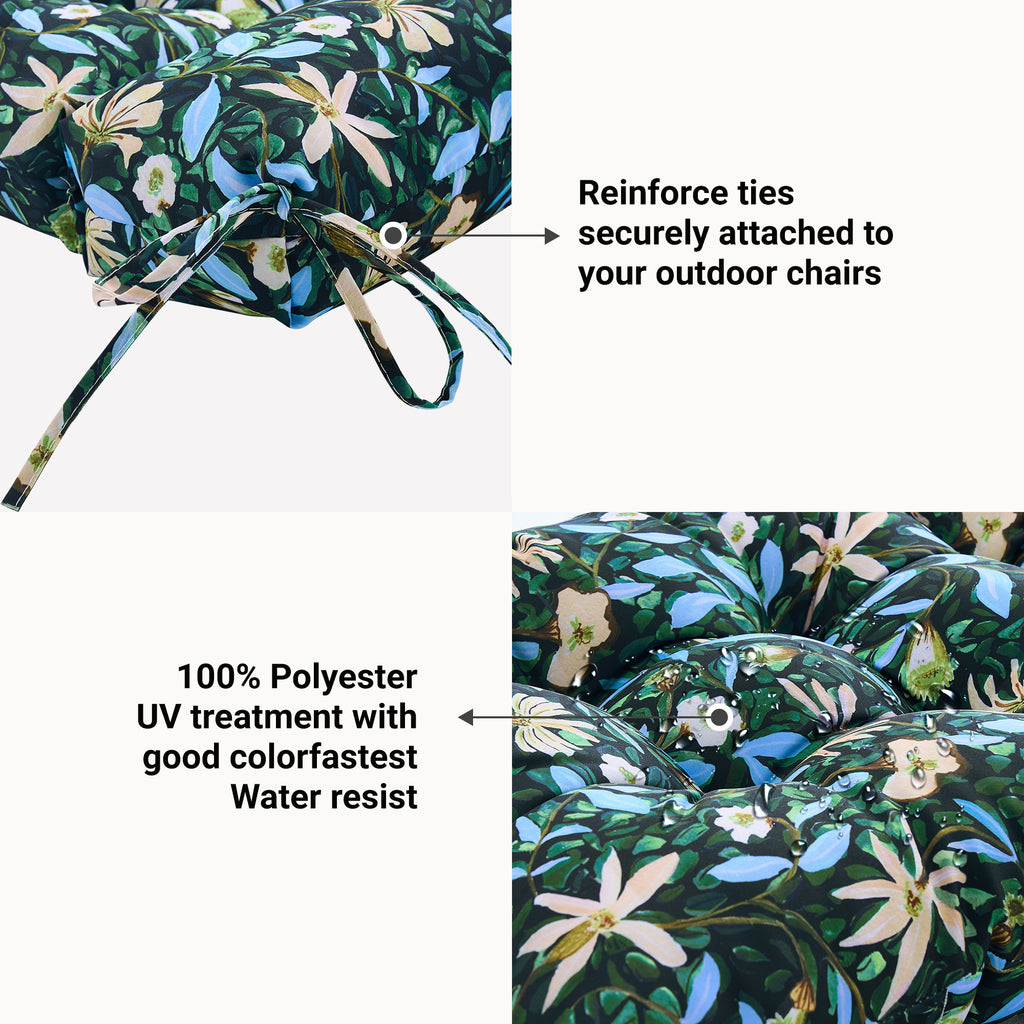 ARTPLAN Patio Chair Cushions Combined Seat and Back,Tufted Outdoor Swivel Chair Cushion with Tie,40"x20"x4"，Floral