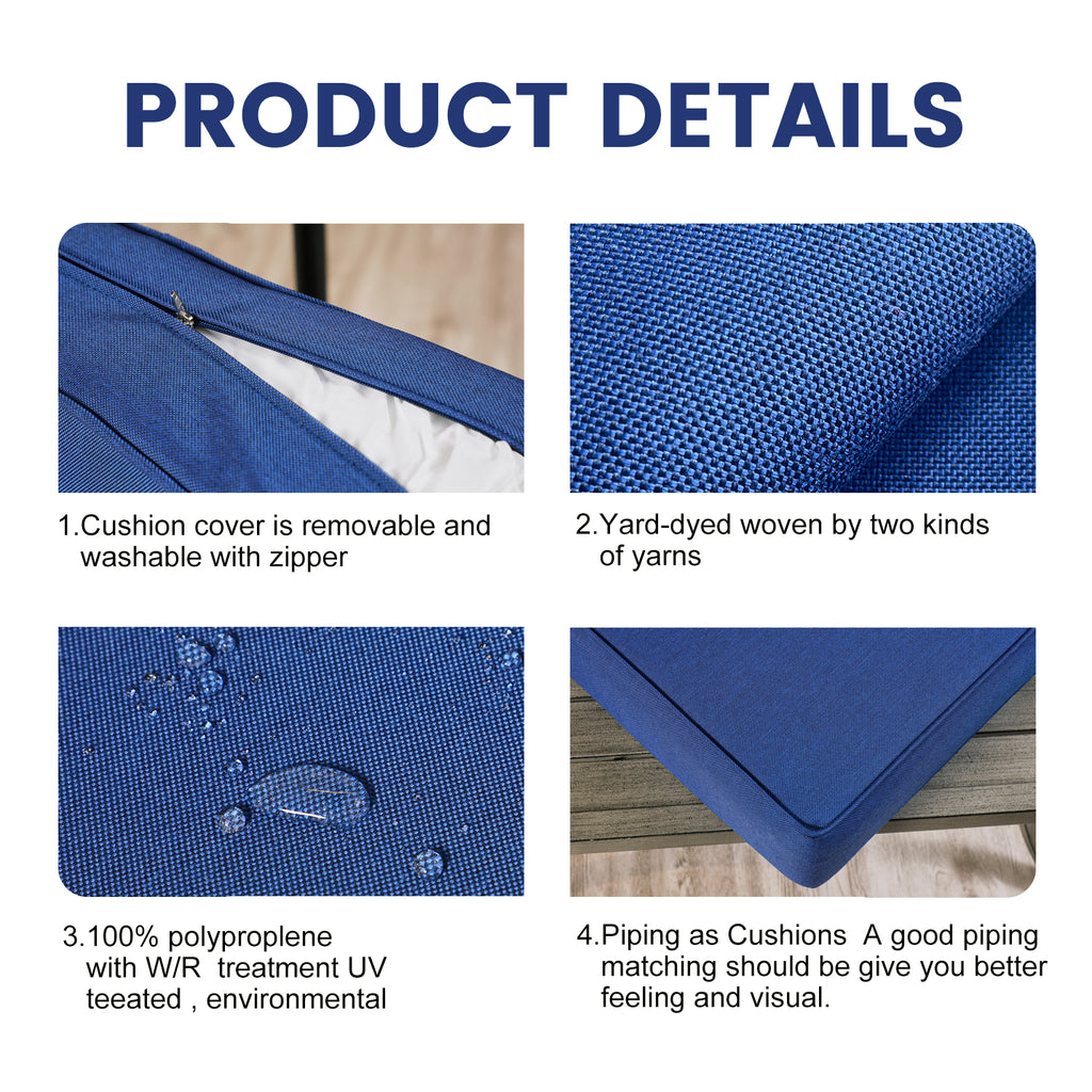 ARTPLAN Deep Seat Outdoor Cushion,Set 24"x24"x6" ,18x24" Bench Outdoor Chair Cushions, Polyester Fill Back for Patio Furniture ,Square