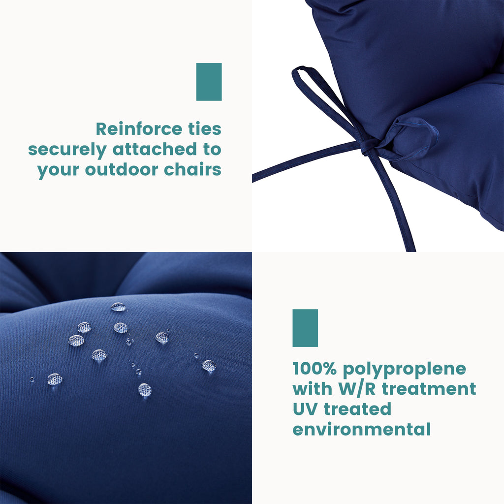 ARTPLAN Outdoor Adirondack Chair Cushion for Patio Furniture,Tufted Thick Seat & Round High Back Rocking Oudoor Colorful Cushion, 48"x21"x4" inches,Fade-Resistant