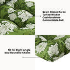 ARTPLAN Outdoor Cushions for Settee,Wicker Loveseat Cushions with Tie,Tufted Patio Cushions 2 U-Shaped Set of 5 Piece,L44xW19,Floral,