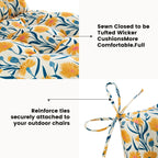 ARTPLAN Patio Chair Cushions Combined Seat and Back,Tufted Outdoor Swivel Chair Cushion with Tie,40"x20"x4",Floral