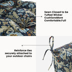 ARTPLAN Patio Chair Cushions Combined Seat and Back,Tufted Outdoor Swivel Chair Cushion with Tie,40"x20"x4",Floral