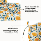 ARTPLAN Patio Chair Cushions Combined Seat and Back,Tufted Outdoor Swivel Chair Cushion with Tie,40"x20"x4"，Floral