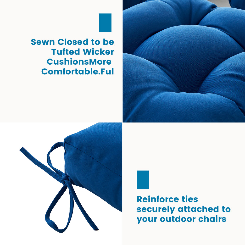 ARTPLAN Outdoor Chair Cushions,40"x20"x4",Low BackTufted Thick Outdoor Wicker Lawn Seat Cushion with Ties for Patio Furniture