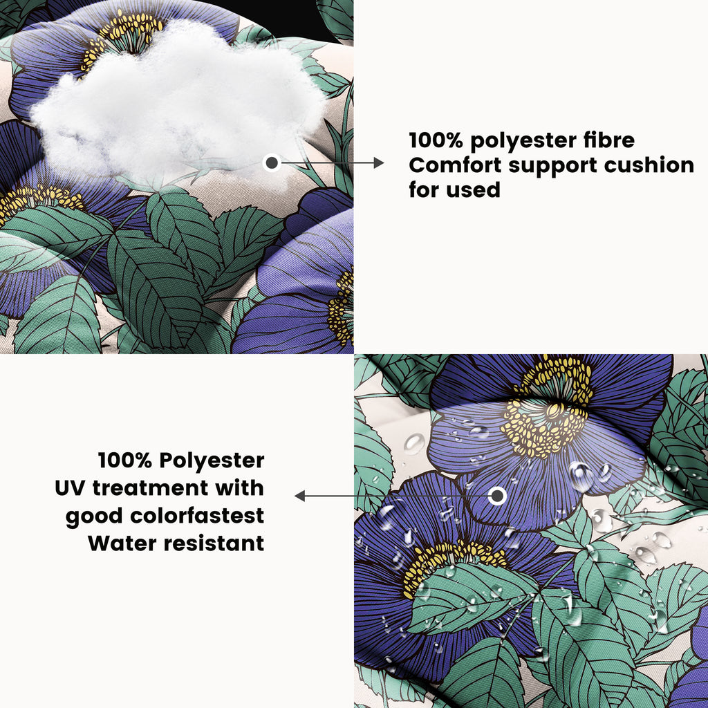 ARTPLAN Outdoor Cushions for Settee,Wicker Loveseat Cushions with Tie,Tufted Patio Cushions 2 U-Shaped Set of 5 Piece,L44xW19,Floral,