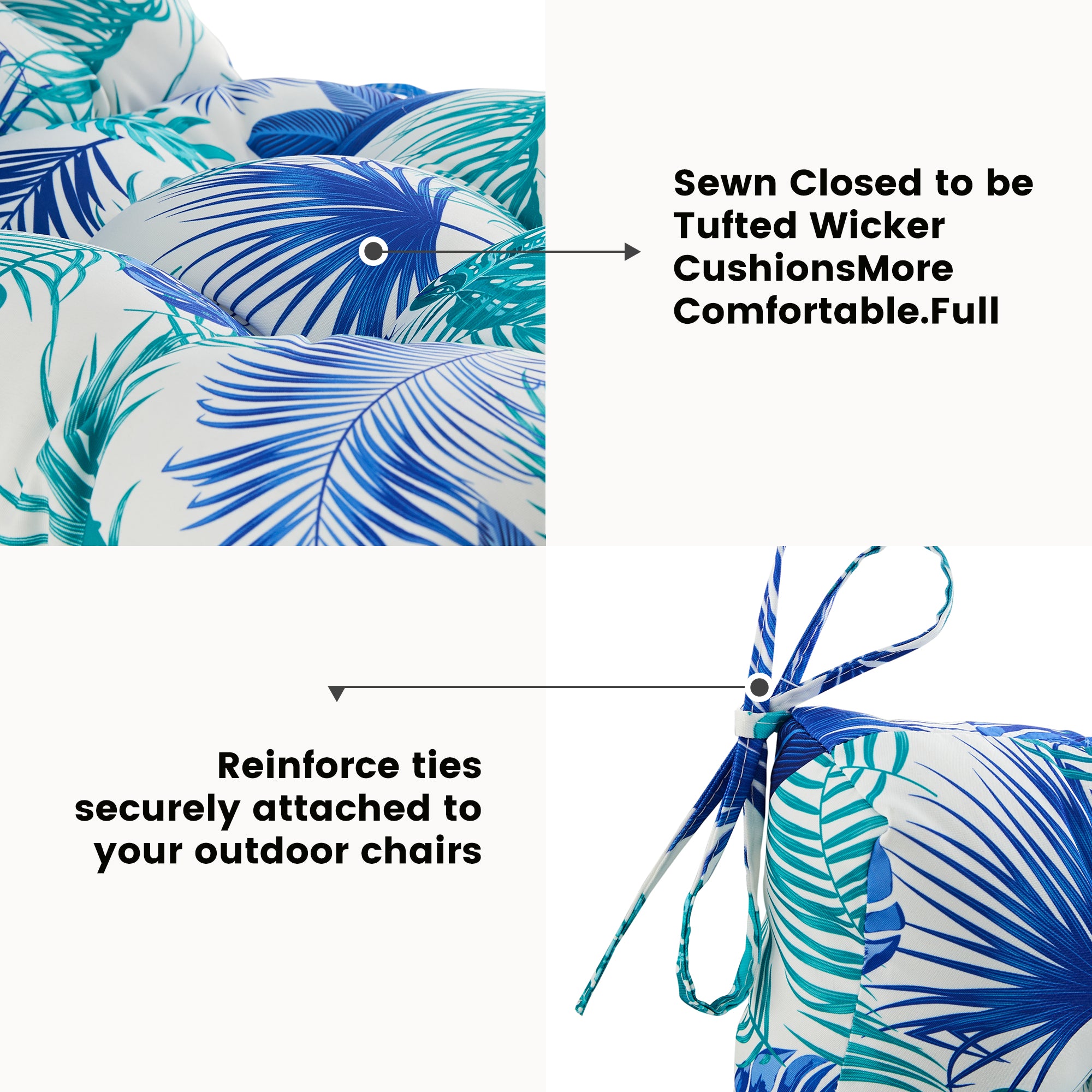 ARTPLAN Patio Chair Cushions Combined Seat and Back,Tufted Outdoor Swivel Chair Cushion with Tie,40"x20"x4",Floral
