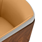 ARTPLAN Modern Dining Chair Faux Leather, Walnut Top Metal Legs Kitchen Seat，set of 1/set of 2