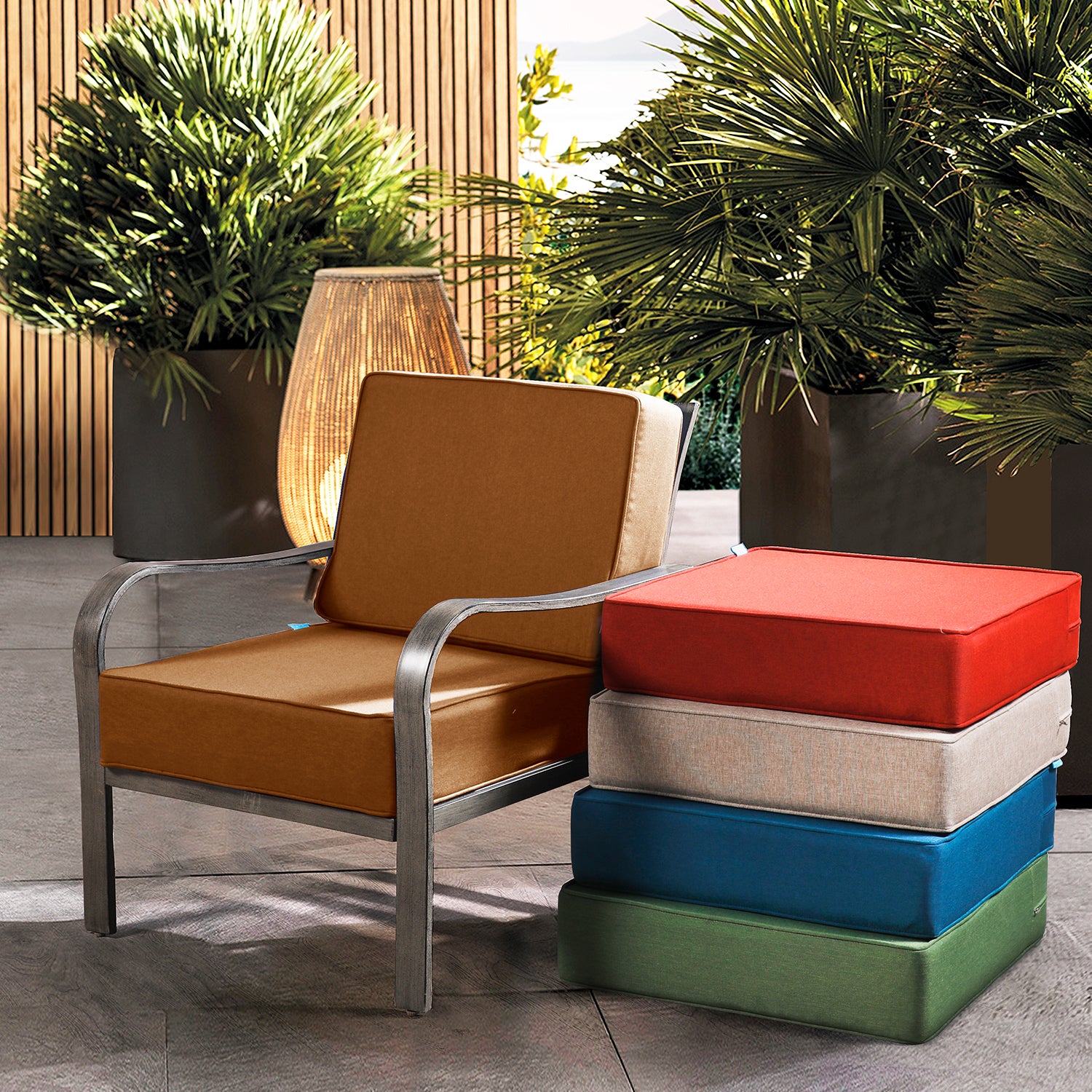 ARTPLAN Outdoor Cushions for Patio Furniture, 24x24x6" Thick Seat Cushion Set, Fade Resistant, Deep Seat Bottom and Back Cushion with Removable Cover