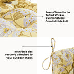 ARTPLAN Patio Chair Cushions Combined Seat and Back,Tufted Outdoor Swivel Chair Cushion with Tie,40"x20"x4",Floral