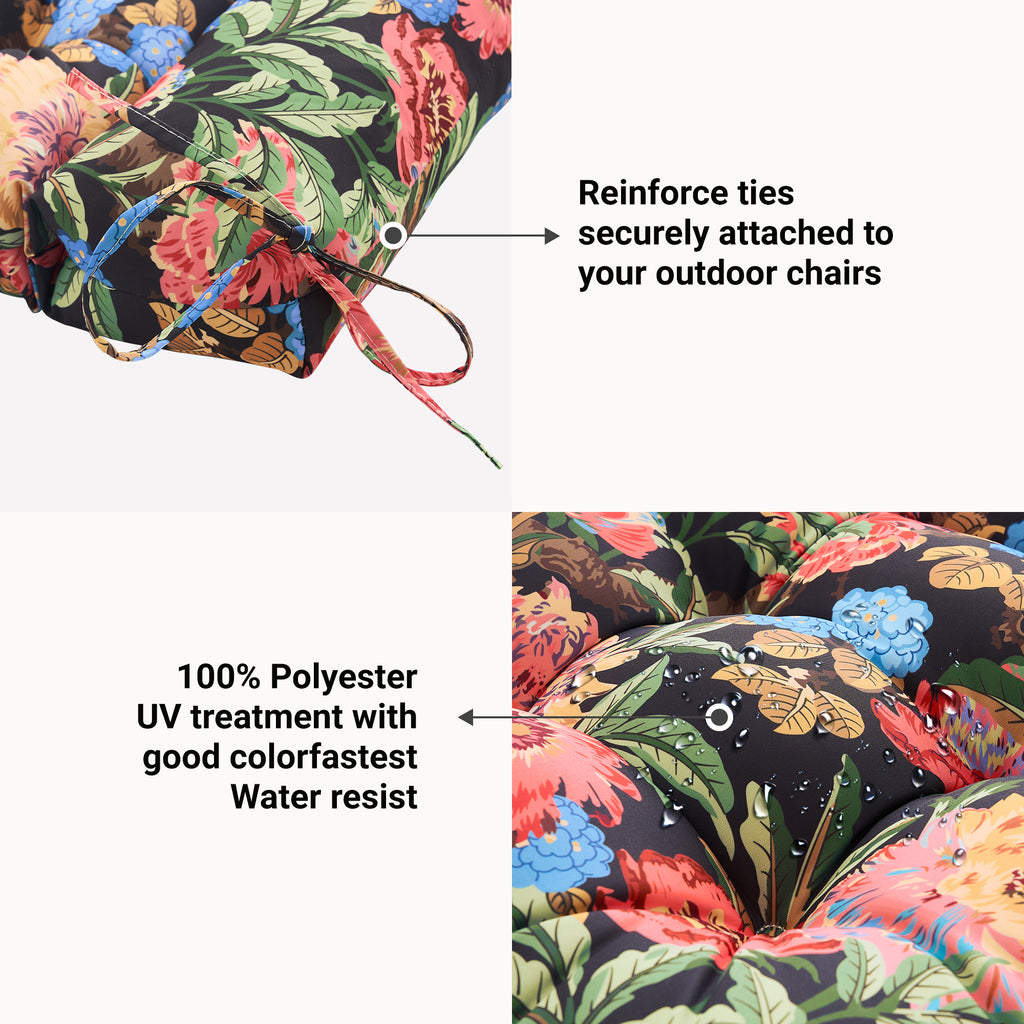 ARTPLAN Patio Chair Cushions Combined Seat and Back,Tufted Outdoor Swivel Chair Cushion with Tie,40"x20"x4",Floral