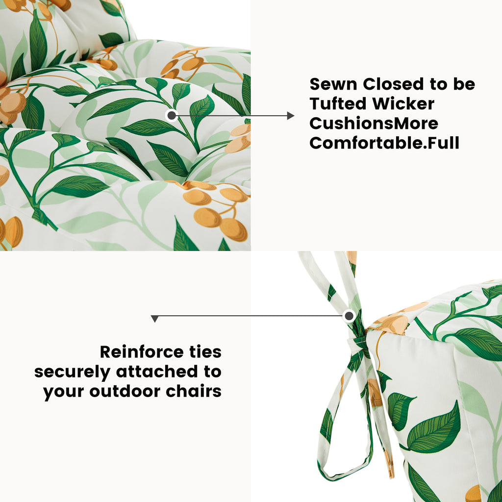ARTPLAN Patio Chair Cushions Combined Seat and Back,Tufted Outdoor Swivel Chair Cushion with Tie,40"x20"x4",Floral