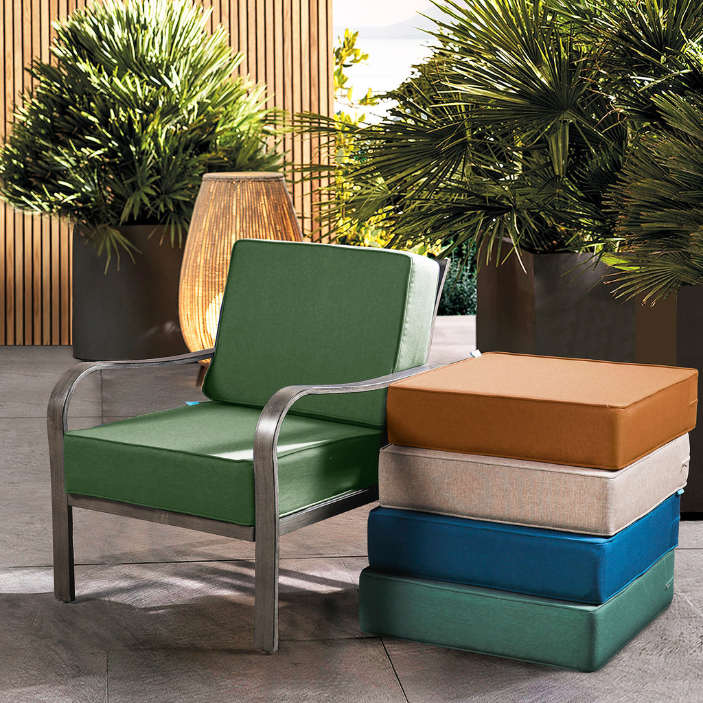 ARTPLAN Outdoor Cushions for Patio Furniture, 24x24x6" Thick Seat Cushion Set, Fade Resistant, Deep Seat Bottom and Back Cushion with Removable Cover