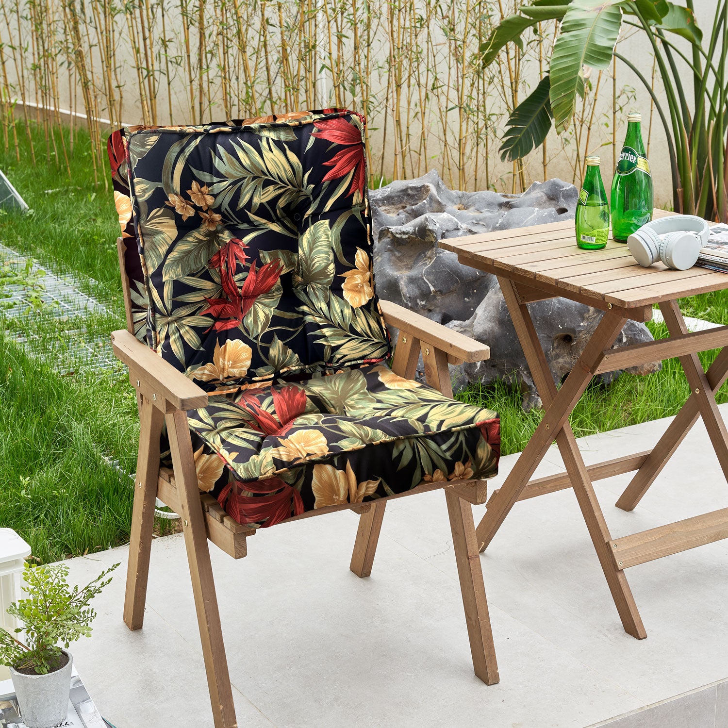 ARTPLAN Outdoor Seat Cushions,Pack of 2 Tufted  Patio Chair Pads 19x19x5 Inches Square Foam for Dining Chair