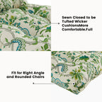 ARTPLAN Outdoor Cushions for Settee,Wicker Loveseat Cushions with Tie,Tufted Patio Cushions 2 U-Shaped Set of 5 Piece,L44xW19,Floral,