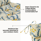 ARTPLAN Patio Chair Cushions Combined Seat and Back,Tufted Outdoor Swivel Chair Cushion with Tie,40"x20"x4"，Floral