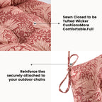 ARTPLAN Patio Chair Cushions Combined Seat and Back,Tufted Outdoor Swivel Chair Cushion with Tie,40"x20"x4",Floral