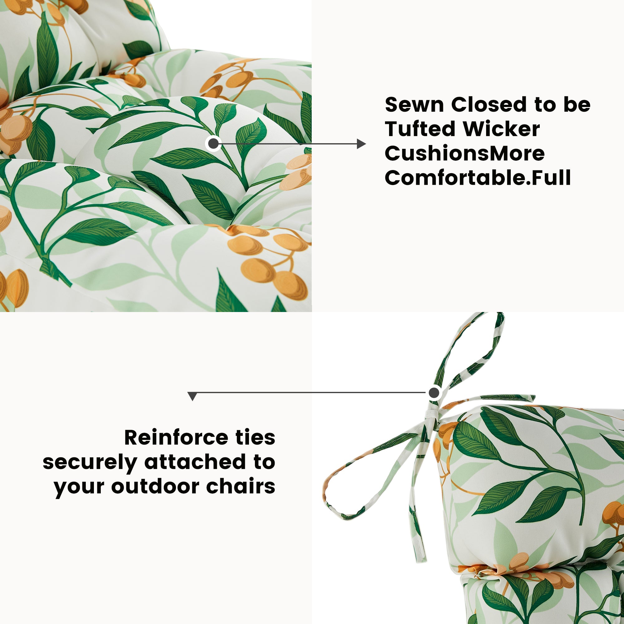 ARTPLAN Patio Chair Cushions Combined Seat and Back,Tufted Outdoor Swivel Chair Cushion with Tie,40"x20"x4"，Floral