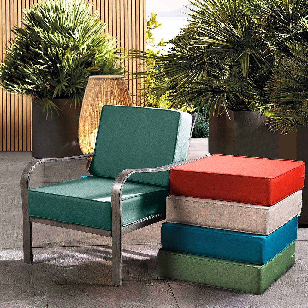 ARTPLAN Outdoor Cushions for Patio Furniture, 24x24x6" Thick Seat Cushion Set, Fade Resistant, Deep Seat Bottom and Back Cushion with Removable Cover